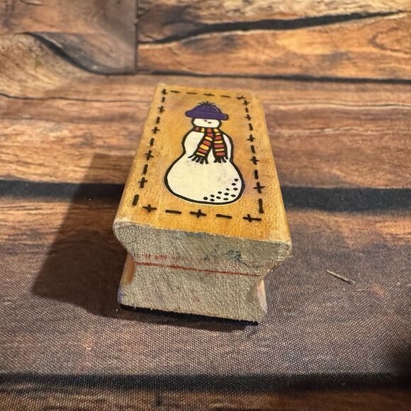 Snowman Rubber Stamp Wooden Mounted Crafts Scrapbooking Greeting Cards Christmas - Picture 6 of 9